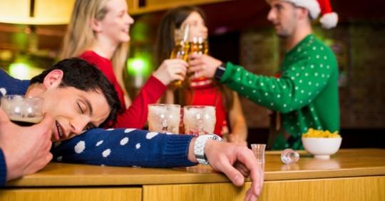drunk man at Christmas party